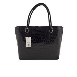 VERSO torebka skóra naturalna croco 3473 kolor czarny kobieta