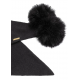 SZADT-0180-99 OCHNIK Czarny szalik damski z pomponami