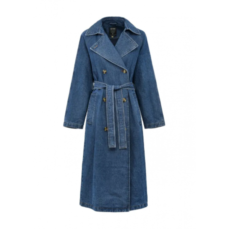 Jeansowa kurtka damska w formie płaszcza KURDT-0566-69(W25)