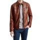 Brązowa skórzana kurtka męska KURMS-0326-1363(W25)