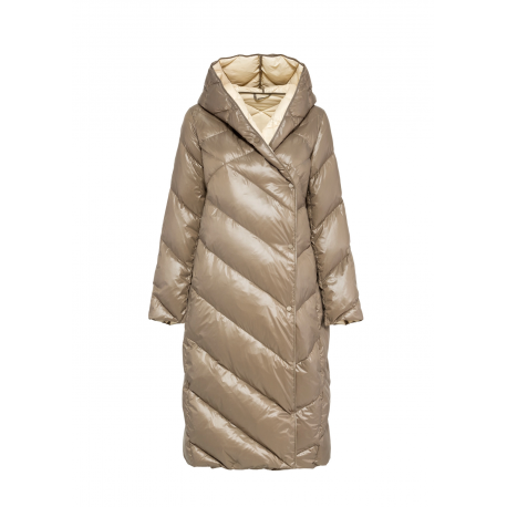 Długa oliwkowa kurtka zimowa damska KURDT-0542A-57 Z25
