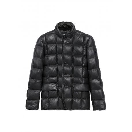 Czarna skórzana ocieplana kurtka męska KURMS-0375-2872 Z25