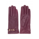 REKDS-0087-49 Z25 Bordowe skórzane rękawiczki damskie z klamrą