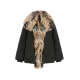Czarna zimowa kurtka damska z futrem naturalnym KURDT-0592-99 Z25