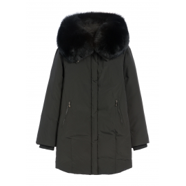 Czarna kurtka damska z futrem naturalnym KURDT-0594-99 Z25