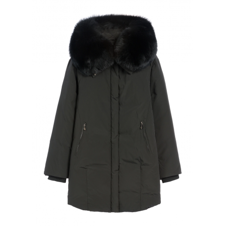 Czarna kurtka damska z futrem naturalnym KURDT-0594-99 Z25