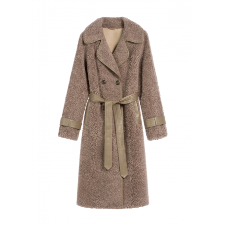 Futro damskie z wełną w kolorze brązu FUTDW-0035-91 Z25