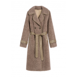 Futro damskie z wełną w kolorze brązu FUTDW-0035-91 Z25