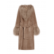 Beżowy wełniany płaszcz z futrem FUTDW-0014A-91 Z25