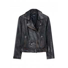 Ciemnobrązowa skórzana kurtka damska KURDS-0563-2729 Z25