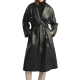 Czarny skórzany płaszcz damski KURDS-0487-1192 Z25