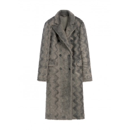 Szare długie futro damskie FUTDP-0066-96 Z25