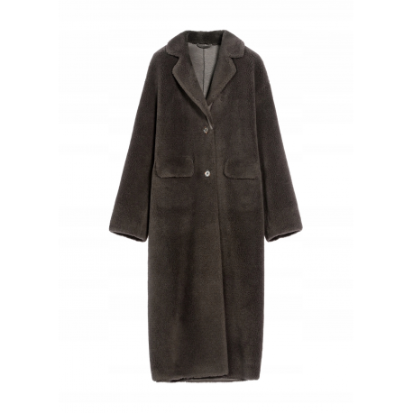 Długie brązowe futro damskie wełniane FUTDW-0034-95 Z25