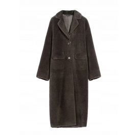 Długie brązowe futro damskie wełniane FUTDW-0034-95 Z25