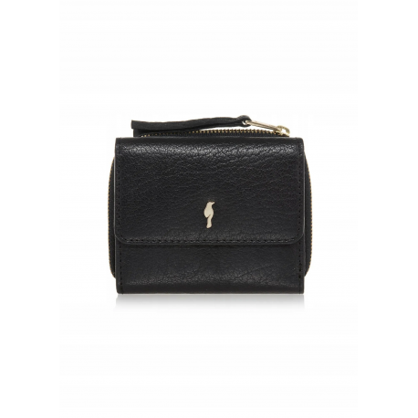 Mały rozkładany portfel damski czarny skórzany PORES-0816A-99
