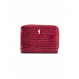 Różowy portfel damski croco PORES-0888B-31