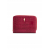 Różowy portfel damski croco PORES-0888B-31