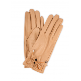 Skórzane rękawiczki damskie z wiązaniem REKDS-0021A-81