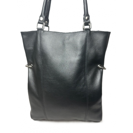 Czarna skórzana torebka damska Vesso 2495