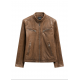 Skórzana kurtka męska w kolorze koniaku KURMS-0397-1F(W26)