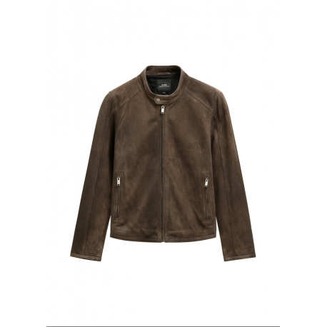 Brązowa zamszowa kurtka męska KURMS-0396-1I(W26)