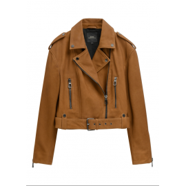 Skórzana kurtka ramoneska w kolorze koniaku KURDS-0610-1F(W26)