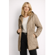 Ciemnobeżowa pikowana kurtka damska KURDT-0654-1B W26