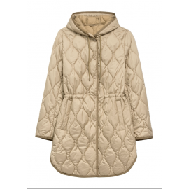 Ciemnobeżowa pikowana kurtka damska KURDT-0654-1B W26