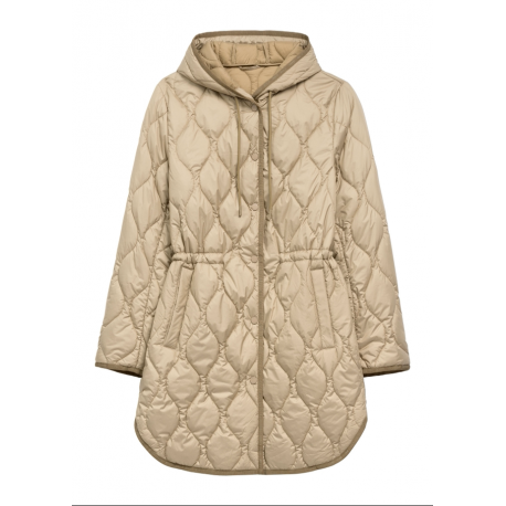 Ciemnobeżowa pikowana kurtka damska KURDT-0654-1B W26