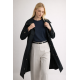 Czarny długi płaszcz damski KURDT-0653-99(W26)