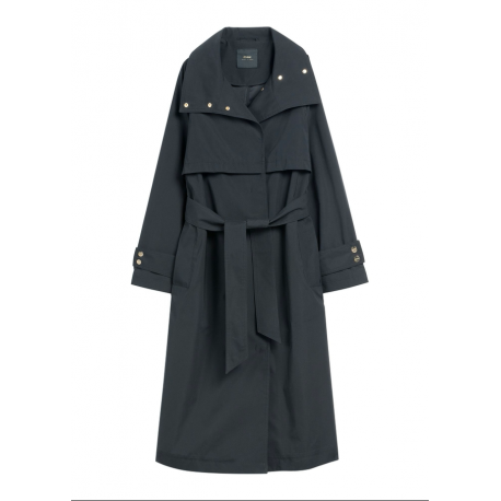 Czarny długi płaszcz damski KURDT-0653-99(W26)
