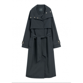 Czarny długi płaszcz damski KURDT-0653-99(W26)