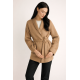 Camelowy płaszcz damski z wełną PLADT-0074-1D(W26)