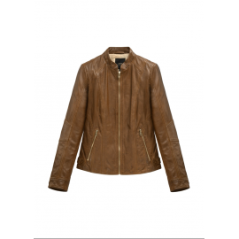 Skórzana kurtka damska brązowa KURDS-0602-1F(W26)