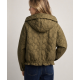 Oliwkowa krótka pikowana kurtka oversize KURDT-0660-8D(W26)